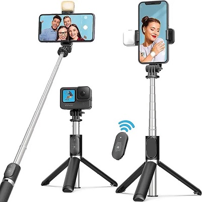 Q07 Live Streaming Light Bluetooth Selfie Stick Tripod