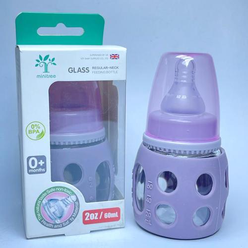 Minitree Glass Regular Neck L.Purple Feeding Bottle 2oz/60ml