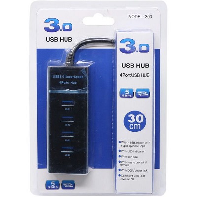4 Ports High Speed USB HUB Hi-Speed USB 3.0 Splitter Expansion BLACK