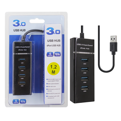 USB 3.0 4 Port 5Gbps Extension USB Hub w/ Power for Laptops PC Computer 30cm / 1.2 Meters